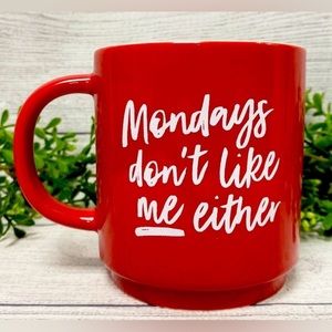 NWOT Threshold Red Mondays Don’t Like Me Either Themed Mug